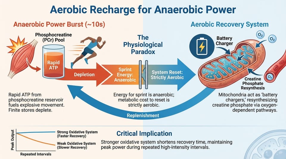 Snippet #004: Aerobic Metabolism Recharges High-Intensity Anaerobic Power